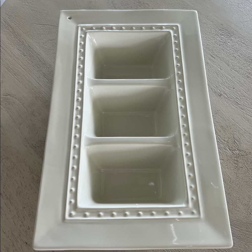 Ceramic 3-Compartment Serving Dish - Cream